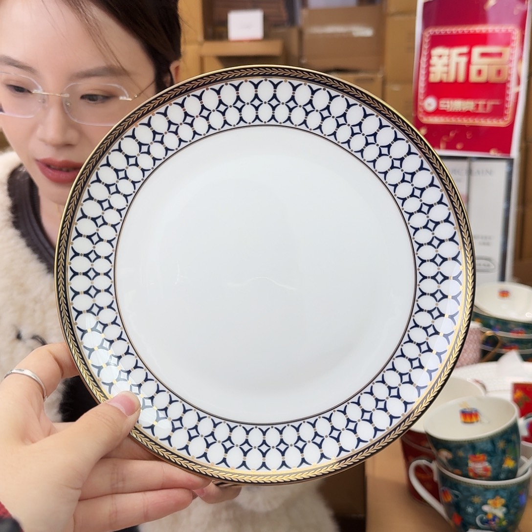 骨瓷高骨8英寸盘子口径20cm1只 外贸骨瓷