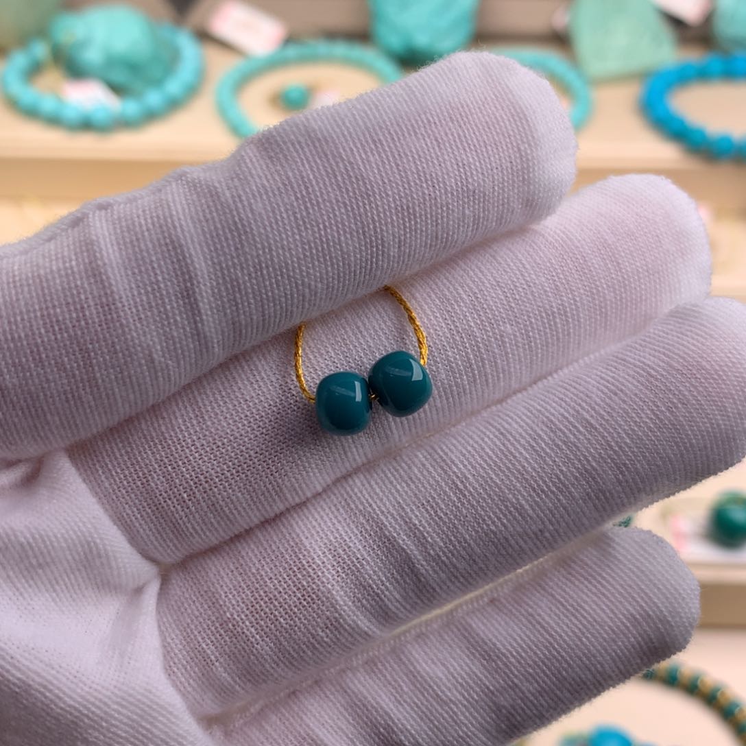 绿松石珠宝奇石未镶嵌6.5mm