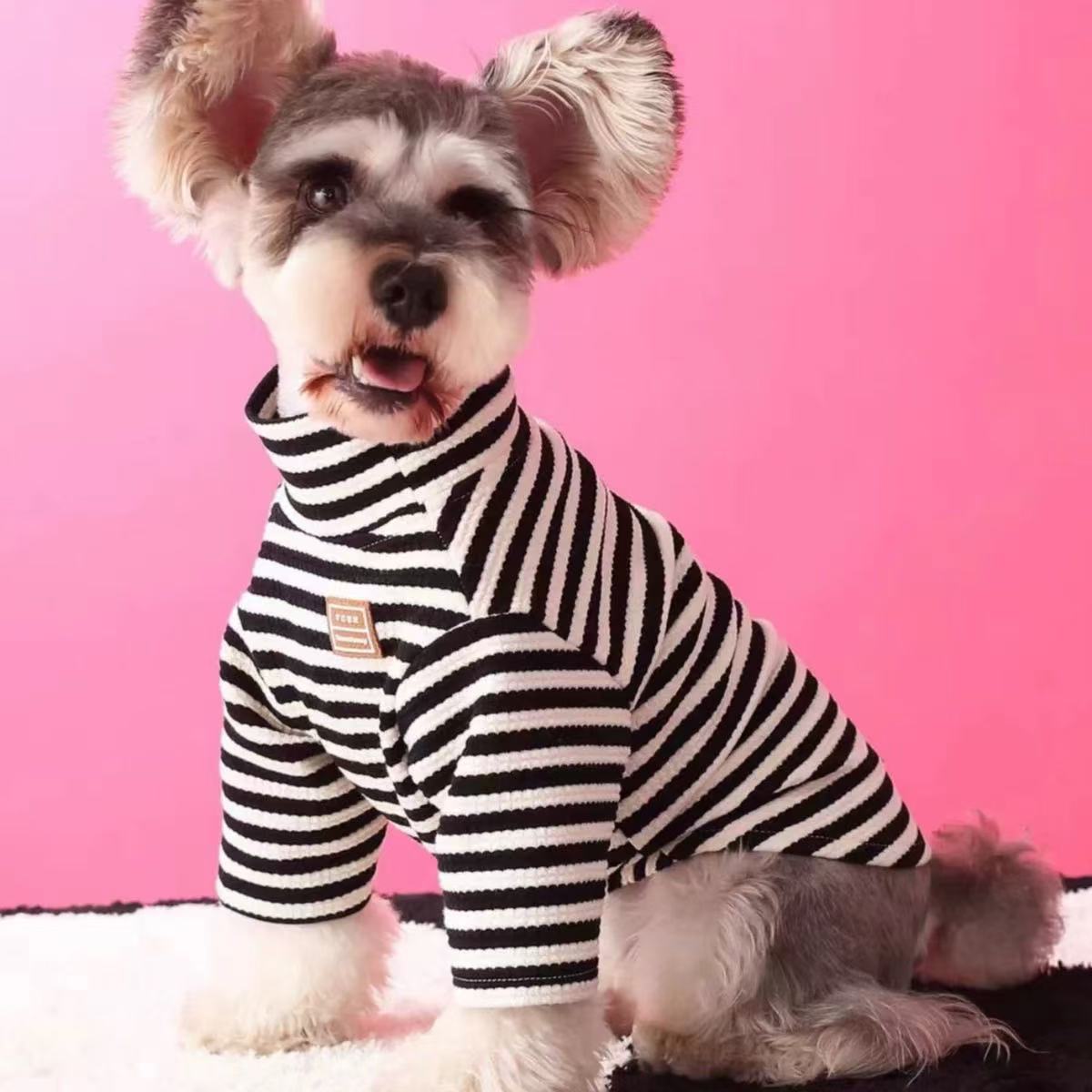 宠物猫咪狗狗春夏秋季薄款条纹打底衫T恤中小型犬比熊博美衣服