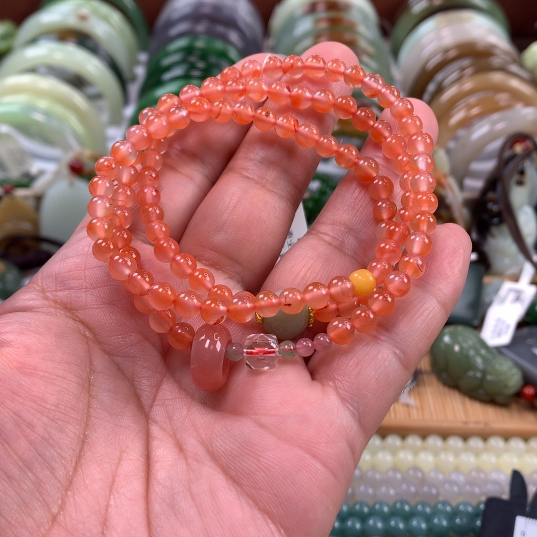 南红玛瑙未镶嵌手链卡0.5