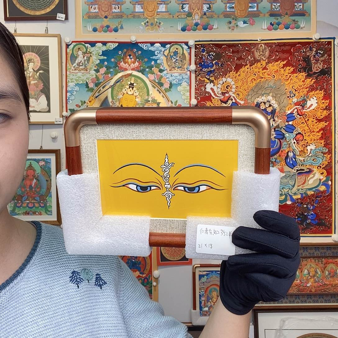 装裱画纯手绘唐卡21-15厘米左右文殊眼睛