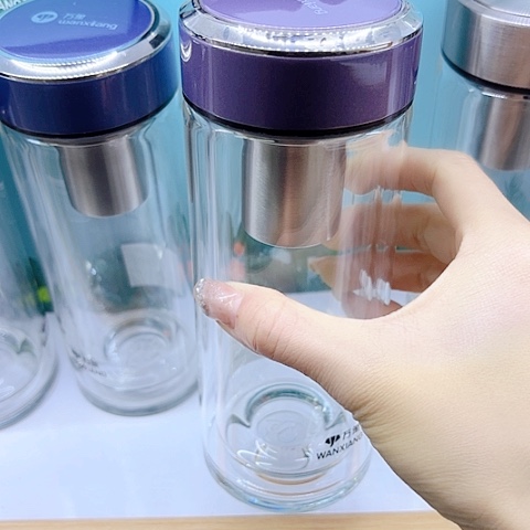 万象玻璃双层V278，紫色430毫升➕杯套