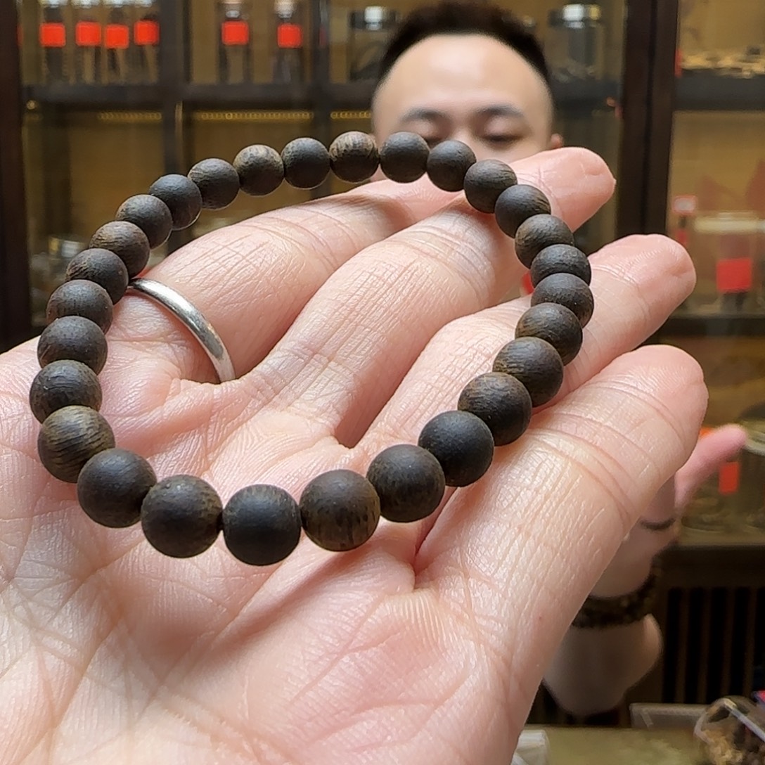 手串沉香11棋楠6mm沉水单圈圆珠 493g+多样性发一串