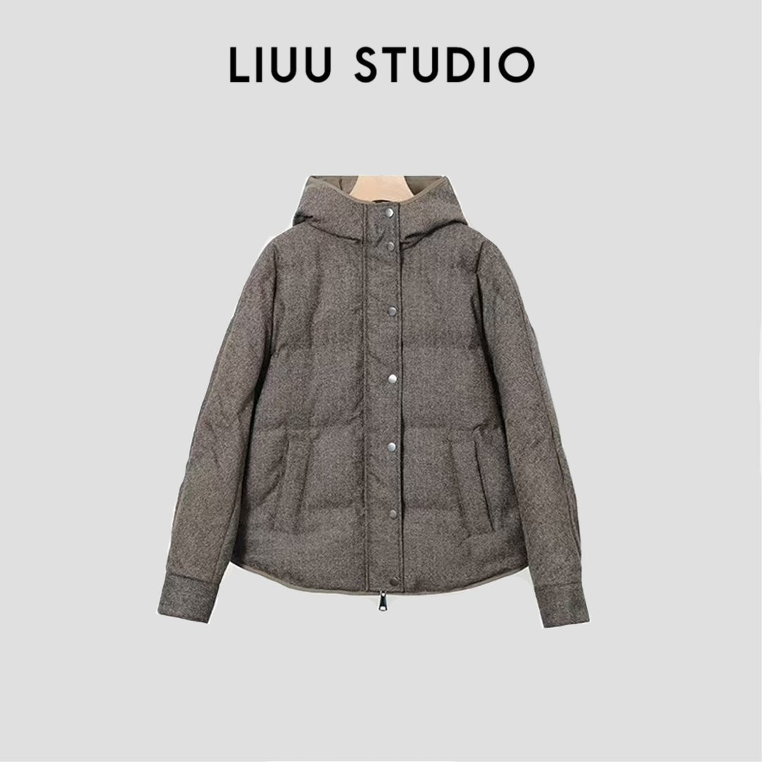 【LIUU】经典人字纹 | 两面穿连帽鹅绒服
