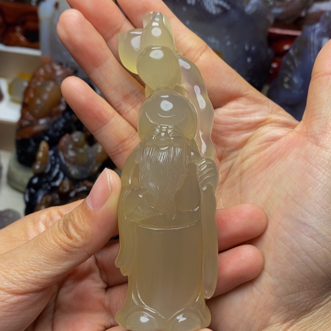 玛瑙/玉髓手把件未镶嵌琼*