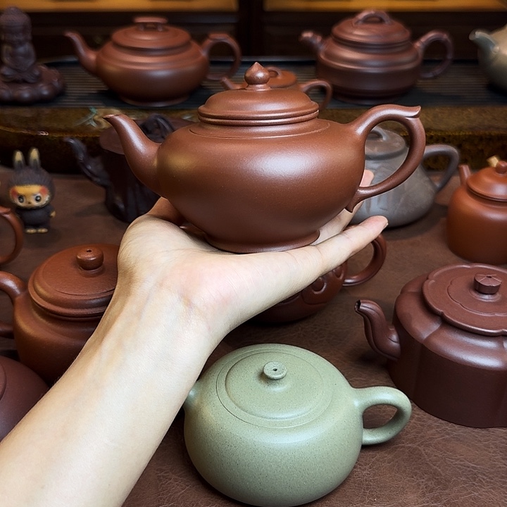 茶壶紫砂笑樱壶，红皮龙