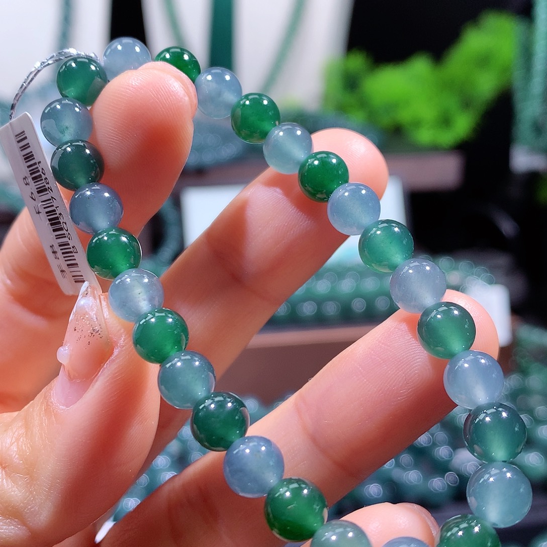 翡翠未镶嵌手链天然a货翡翠手串7mm