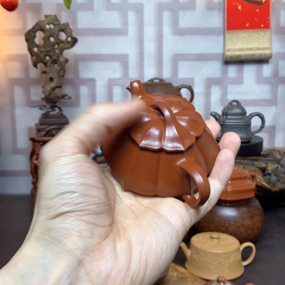 紫砂茶具朱泥菱花石瓢
