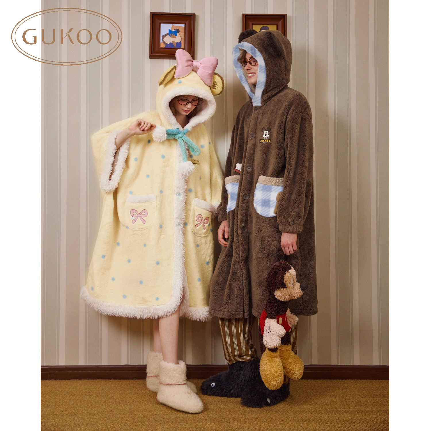 【Gukoo果壳】情侣睡袍冬季珊瑚绒保暖迪士尼联名女睡袍