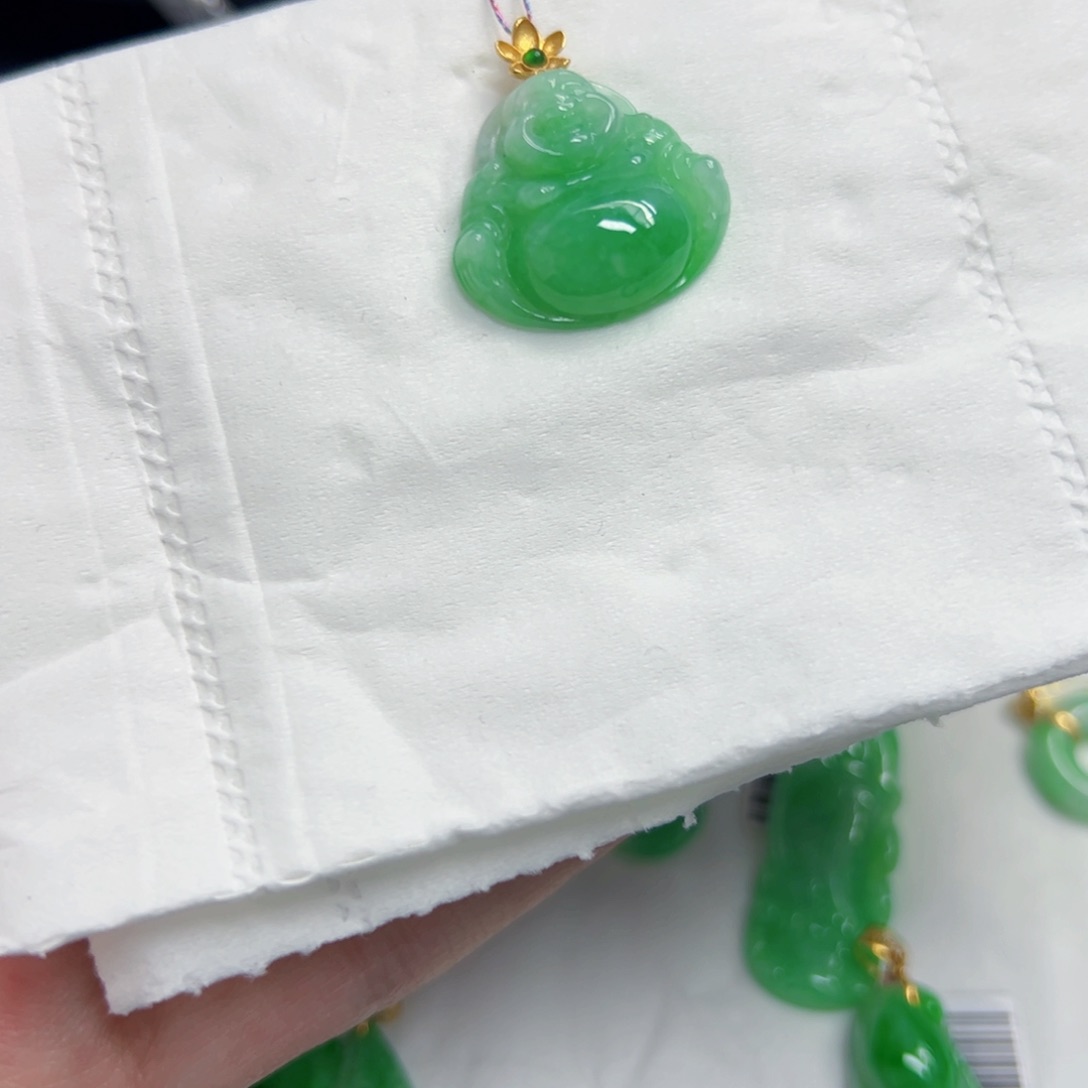 翡翠颈饰18K金镶嵌y佛公