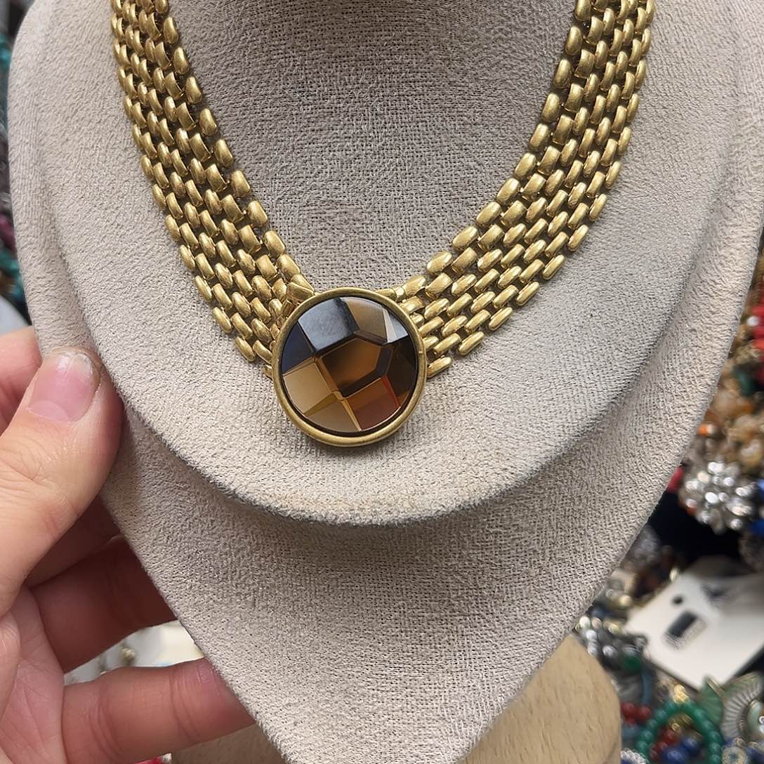 纯铜琉璃纯铜复古金手工链项链