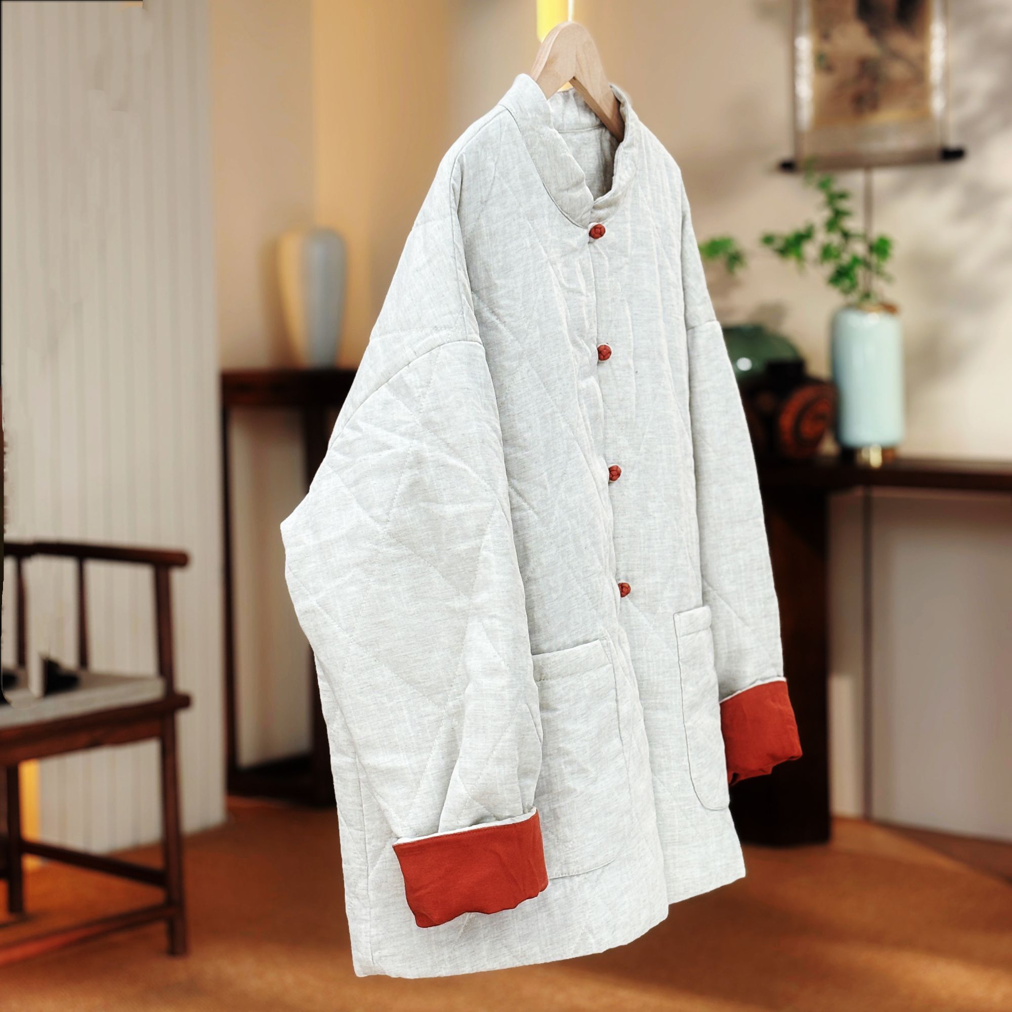 如素慢衣冬季夹棉复古风棉服短外套36567
