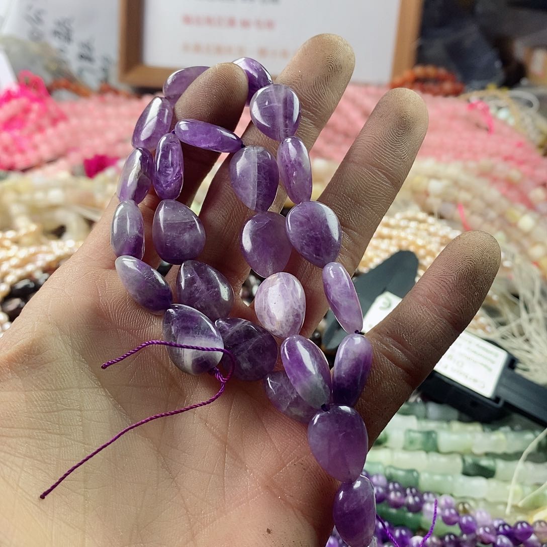 玛瑙/玉髓珠宝半成品银S925镶嵌一条紫晶水滴A262