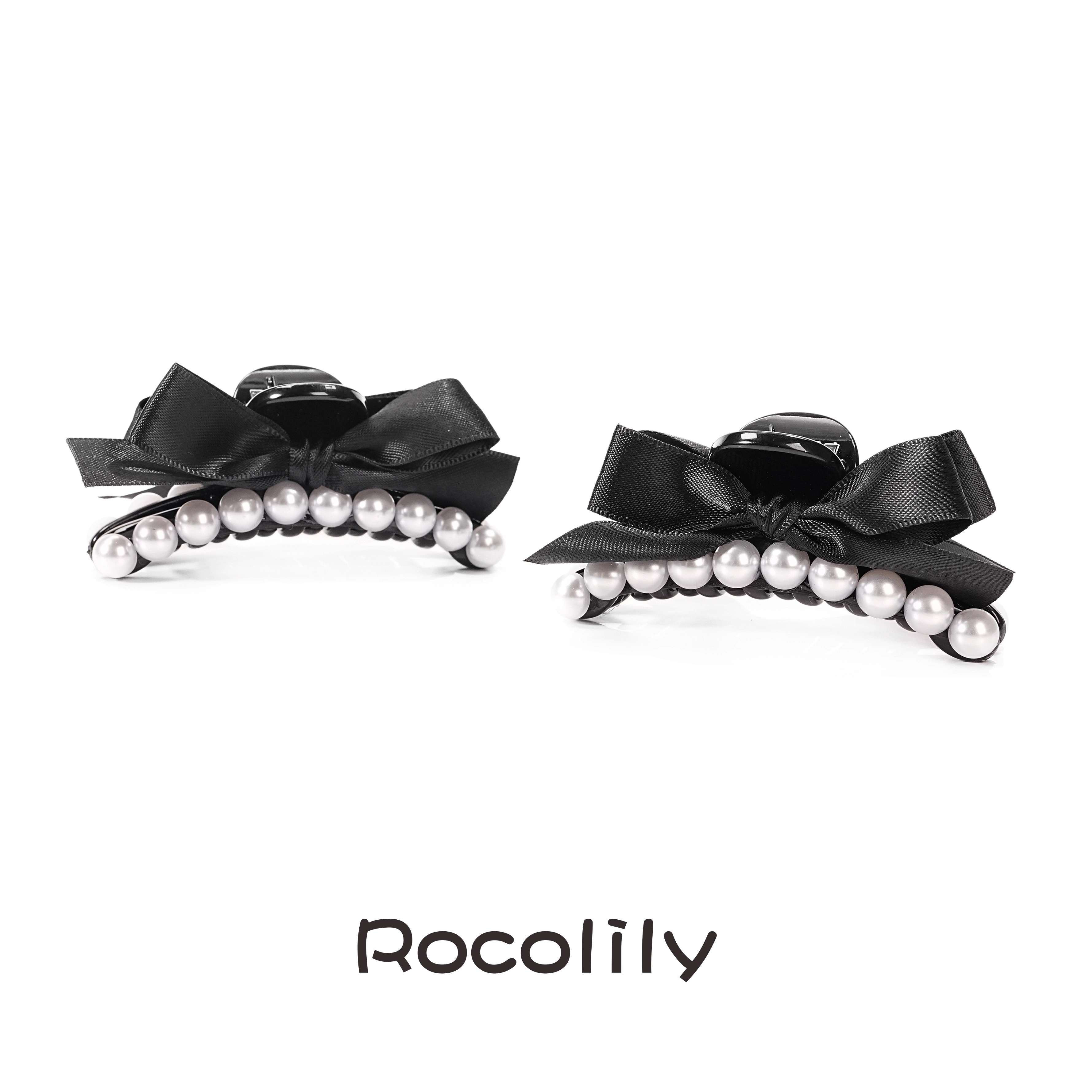 ROCOLILY精致蝴蝶结精灵耳墨白抓高级感侧边夹刘海夹子公主头发饰