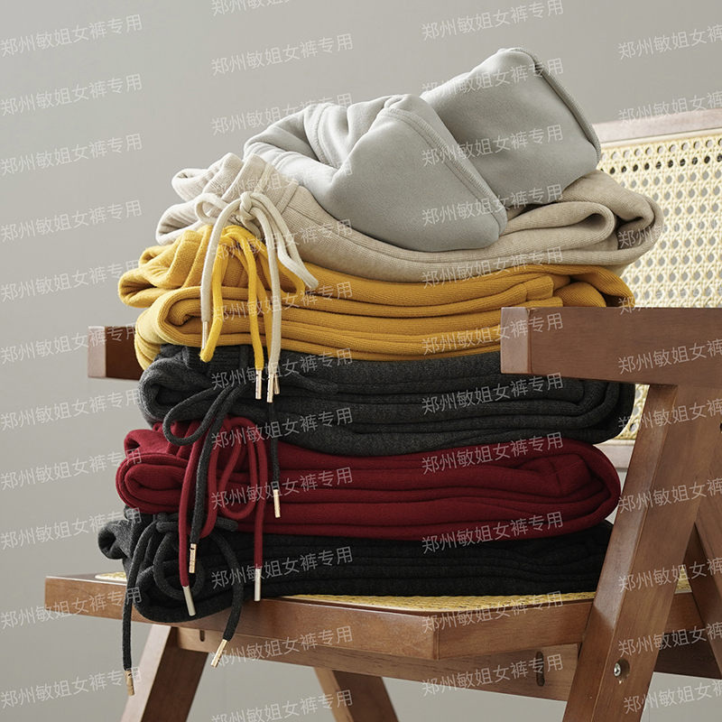 【澳 绒】绵羊 毛加绒蚕 丝羊 绒保暖高腰加厚直筒琥珀弯刀休闲裤wr