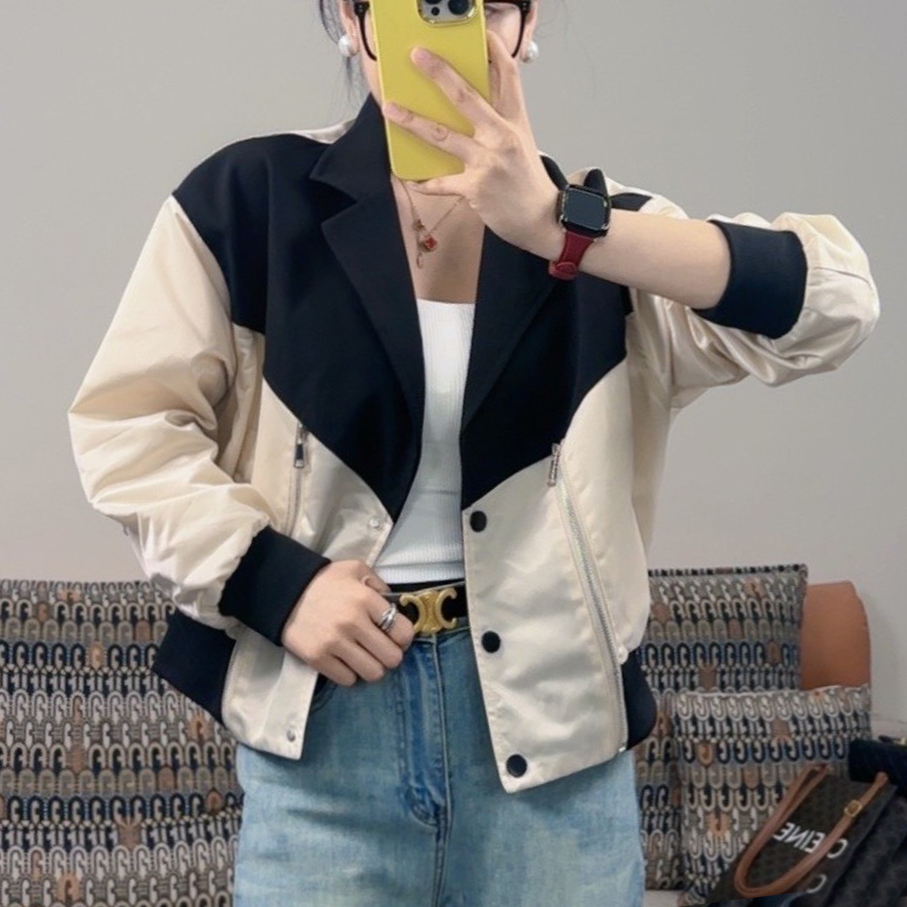 7319春秋季新款设计感短外套拼接欧货爆款棒球服休闲上衣百搭女