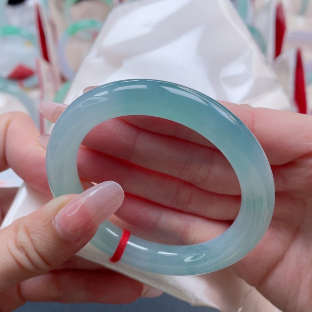 未镶嵌手镯翡翠54.0宝石蓝绿 清透高贵优雅大气 46号