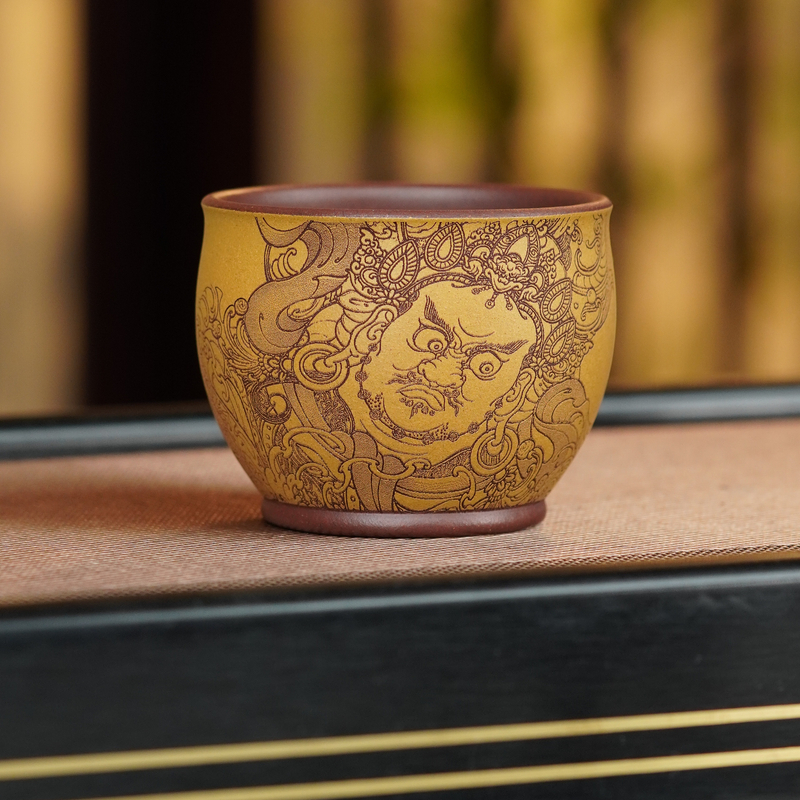 宜兴原矿紫砂全手工底槽清粉浆财神高档主人水缸杯品茗杯