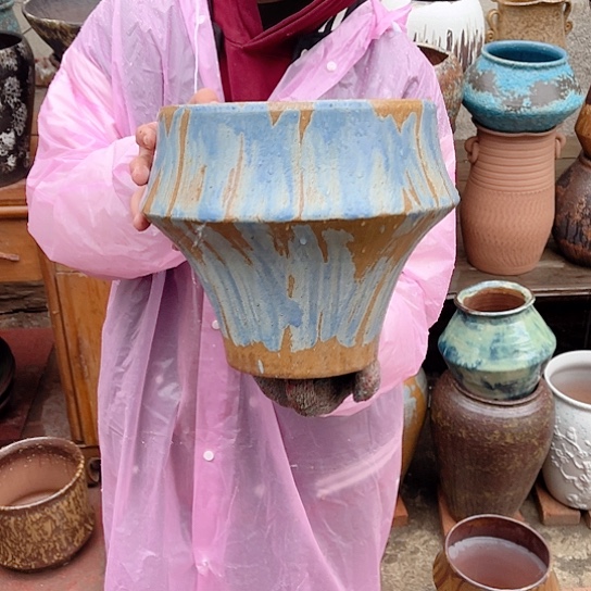 紫砂花盆高度23口径21