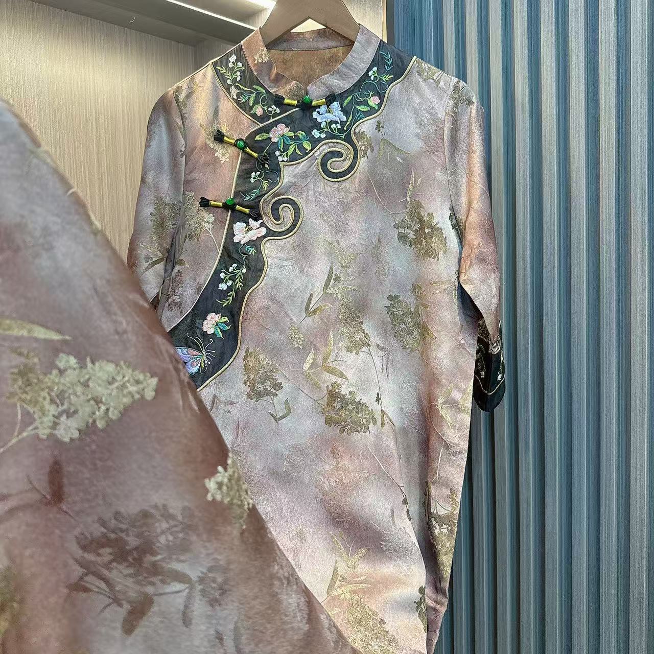 漓裳-斜襟国风中式复古时尚气质连衣裙