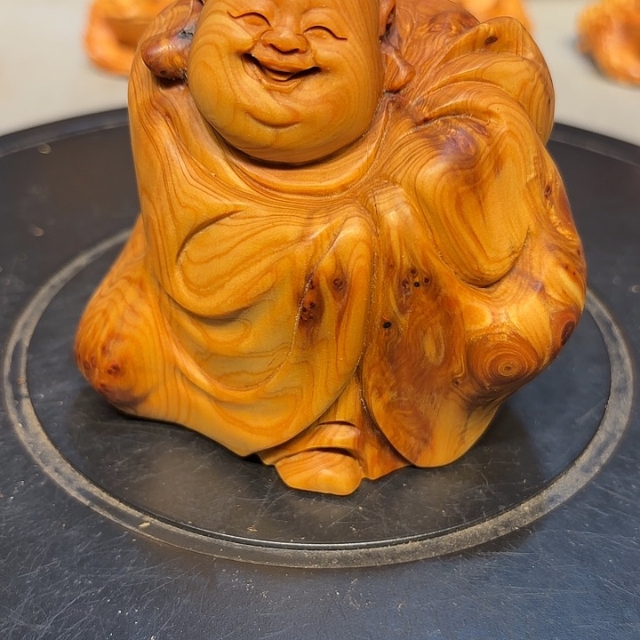 木太行崖柏根雕摆件弥勒佛瘤巴