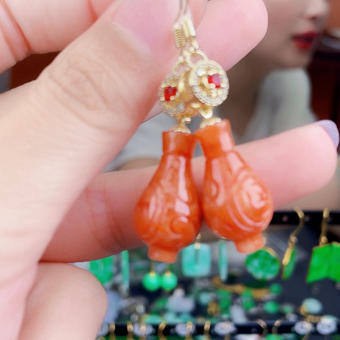 翡翠未镶嵌耳饰饰品