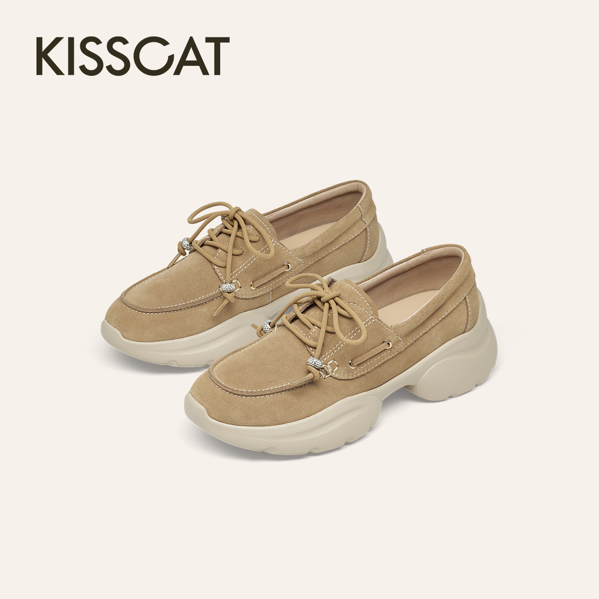 【商场同款】接吻猫[小轻帆]运动乐福鞋26春舒适厚底乐福K76103A-50