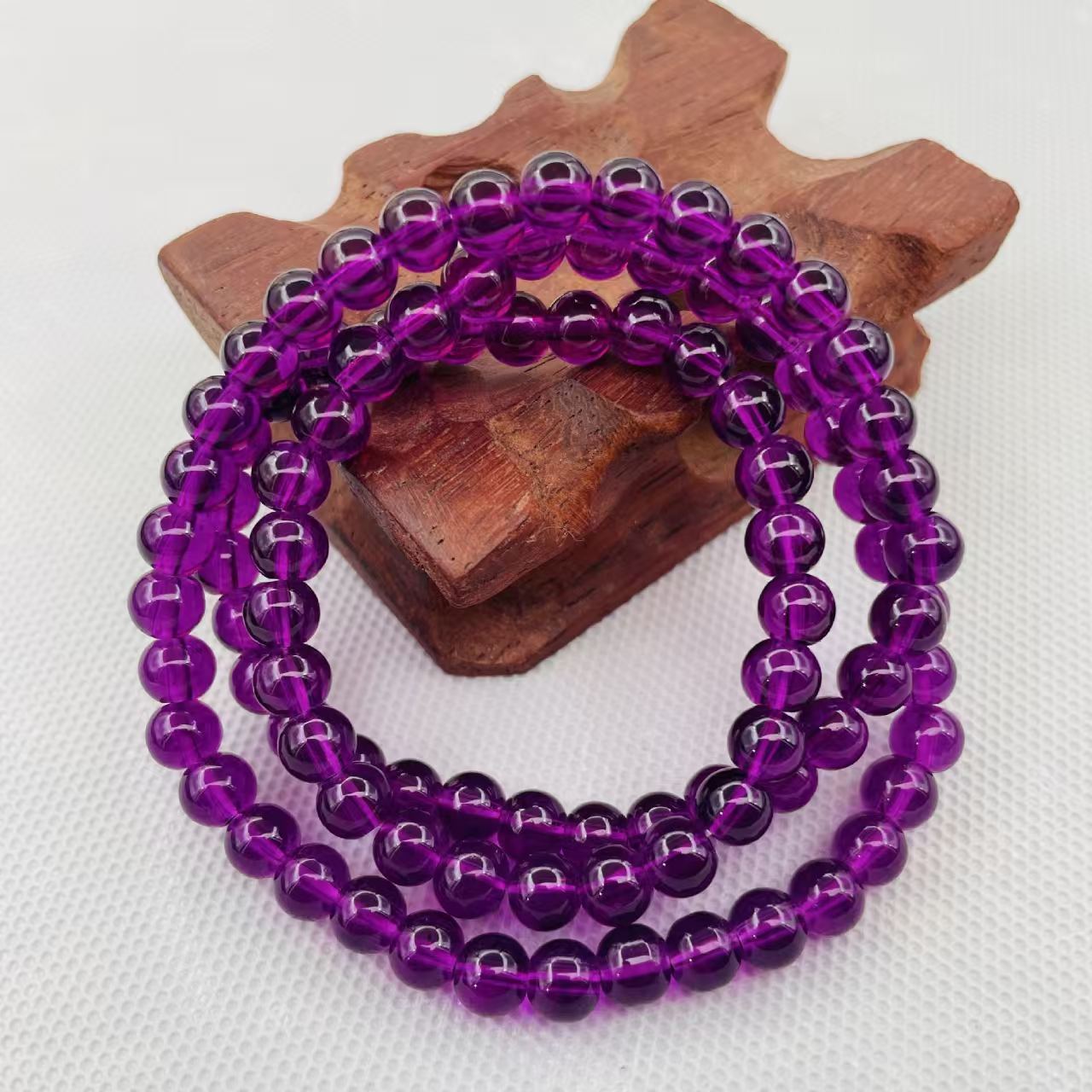 A017甄品紫色三圈手串