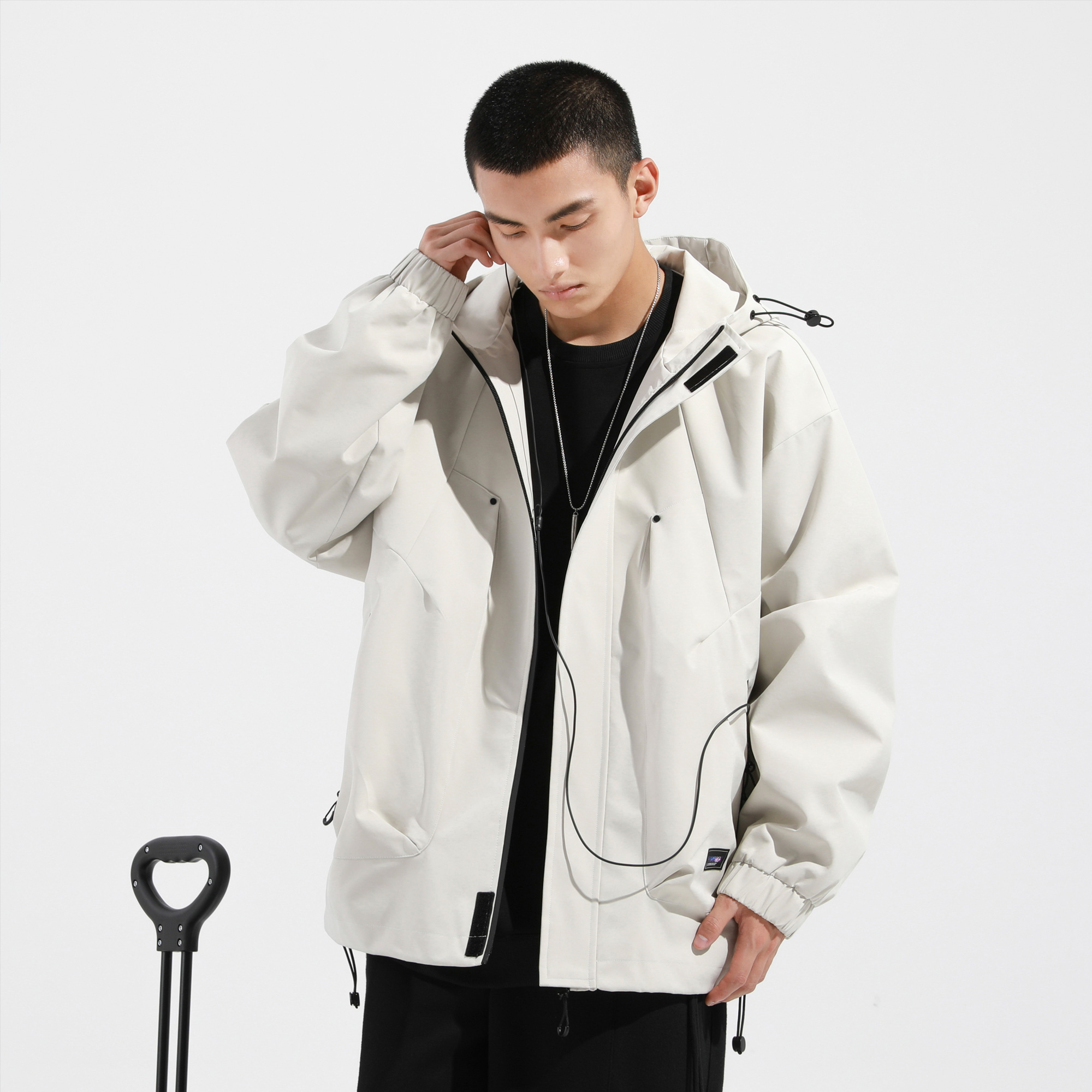 dnx3AWMY5001刺绣印花山系户外防风防泼水连帽夹克外套