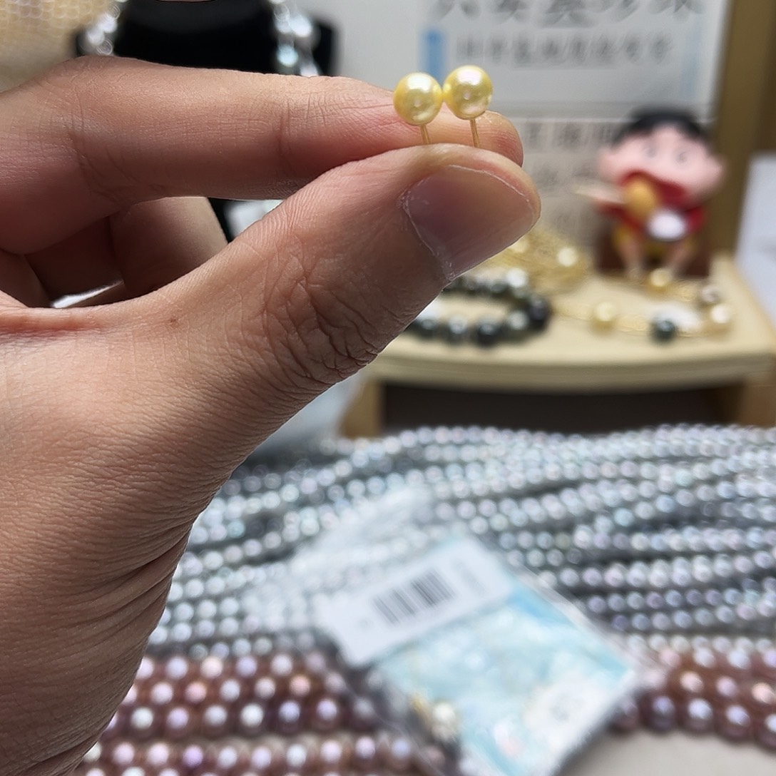耳饰银S925镶嵌海水珍珠