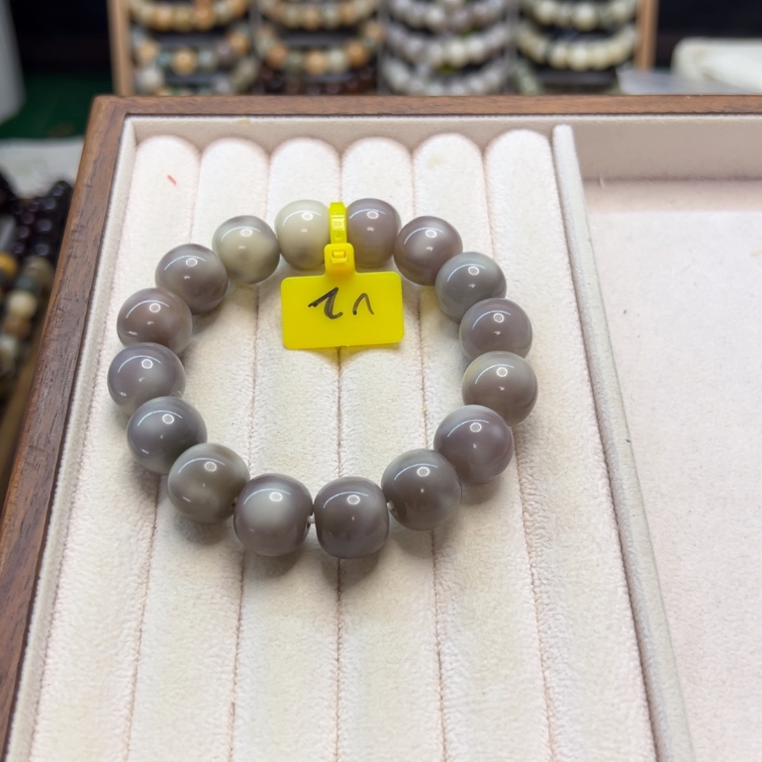 手串菩提根/象牙果卡14苹果紫色系玉化微瑕