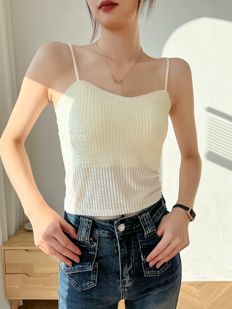 丝绒打底吊带背心女2025新款夏季内衣带胸垫内搭外穿美背文胸上衣