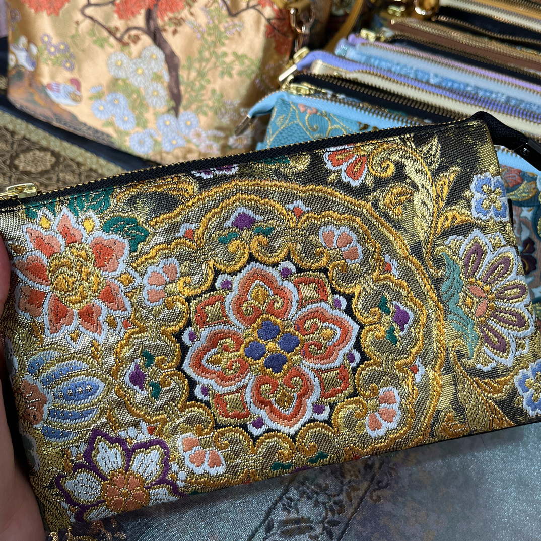 大宝相花宝相花夹心包加薪包 内五格口袋 西阵织收纳包茶包袋