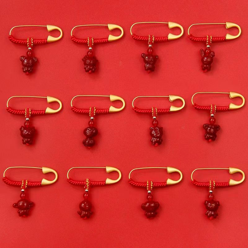 含辰砂工艺品高含量朱砂紫金砂宝宝孕妈妈婴幼儿外出防吓别针