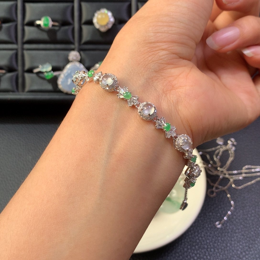 翡翠银S925镶嵌手链