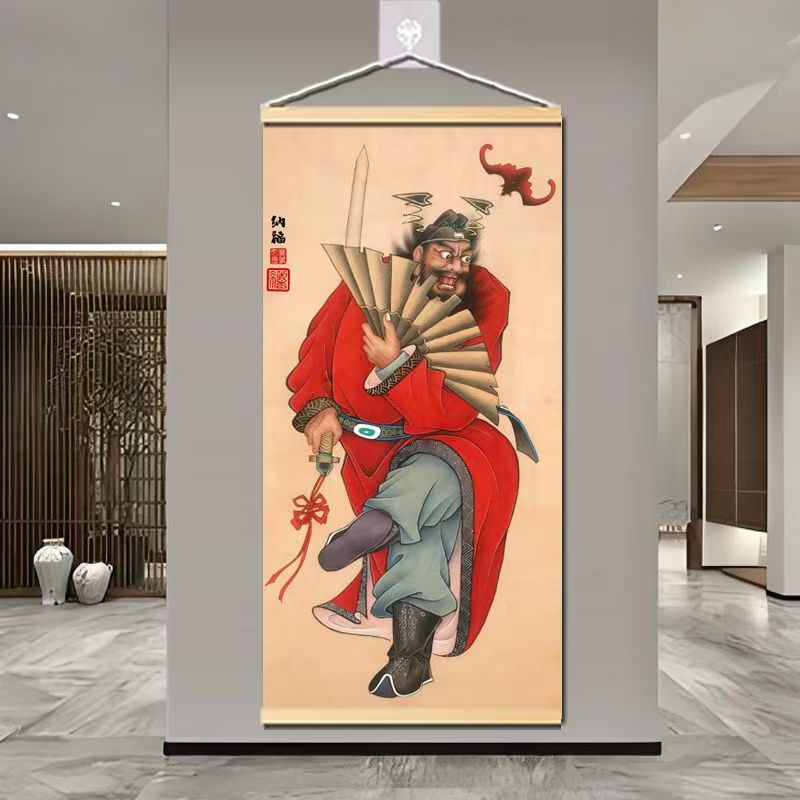 钟馗天师伏魔图装饰画钟魁玄关神像挂画客厅中堂国画画像壁画