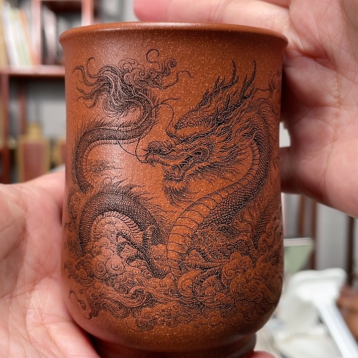 段泥茶杯红降坡捂手杯