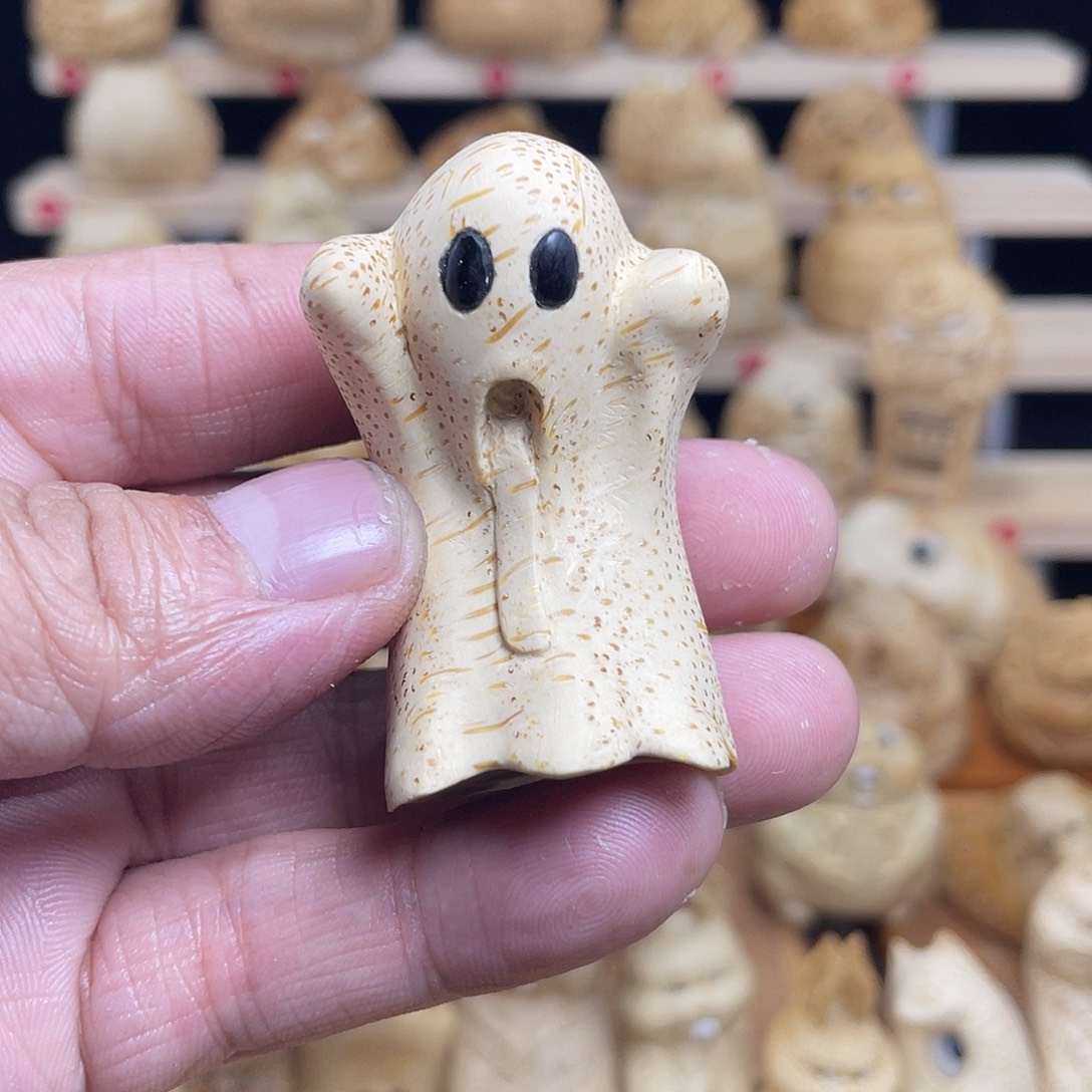 竹竹根雕阿飘手把件