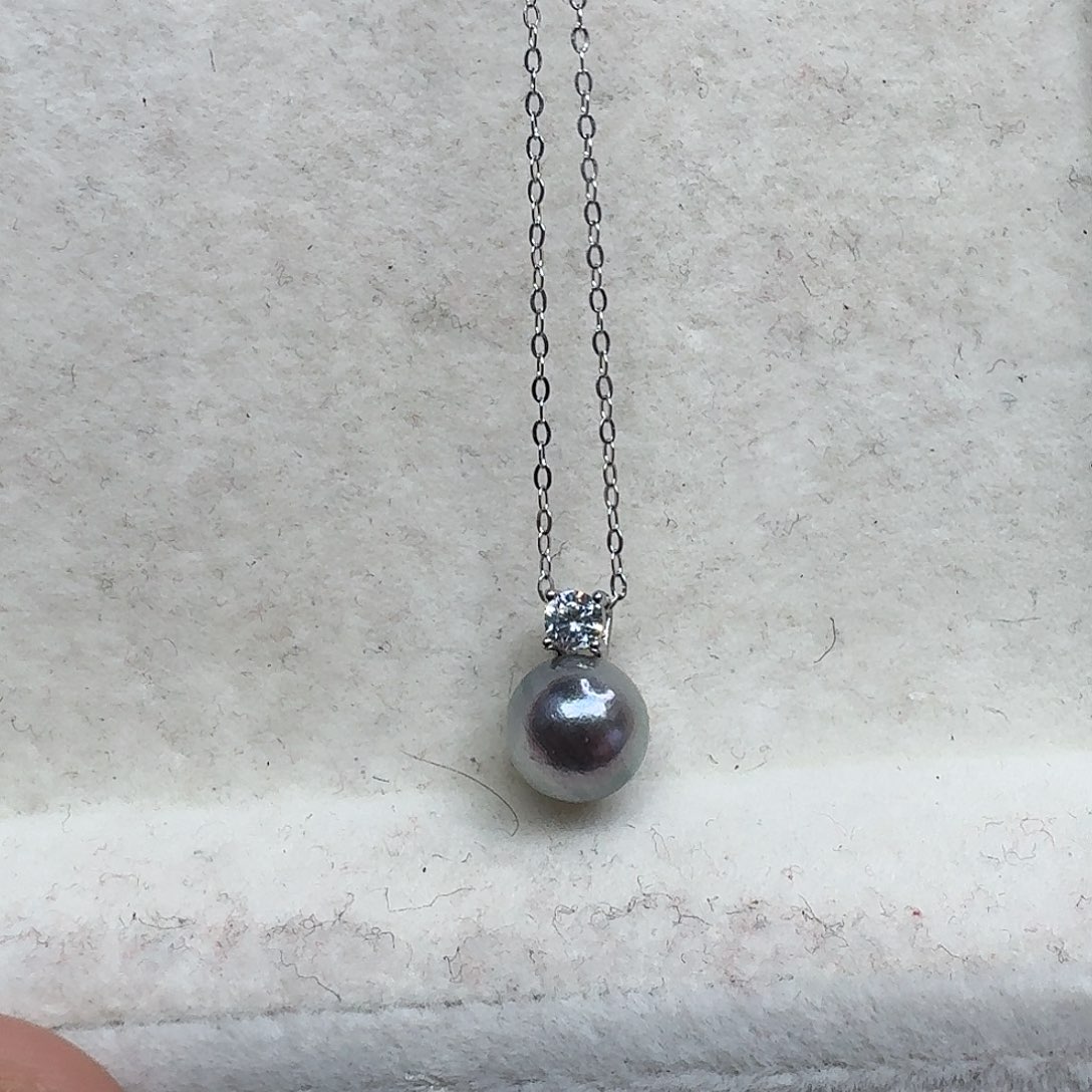 颈饰银S925镶嵌海水珍珠7-8mm海水真多麻戴妃