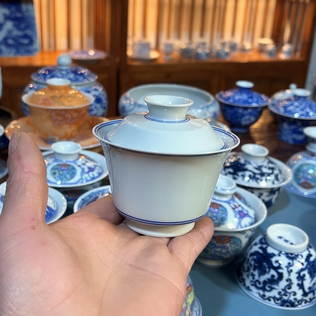 錡镇堂手工手绘盖碗