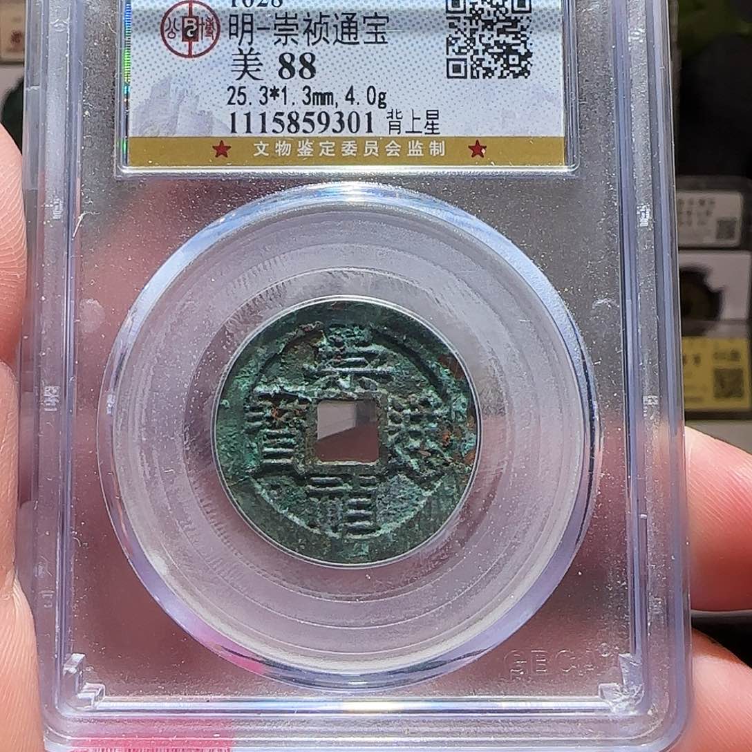 铜GY崇祯通宝背上星公博88分9301