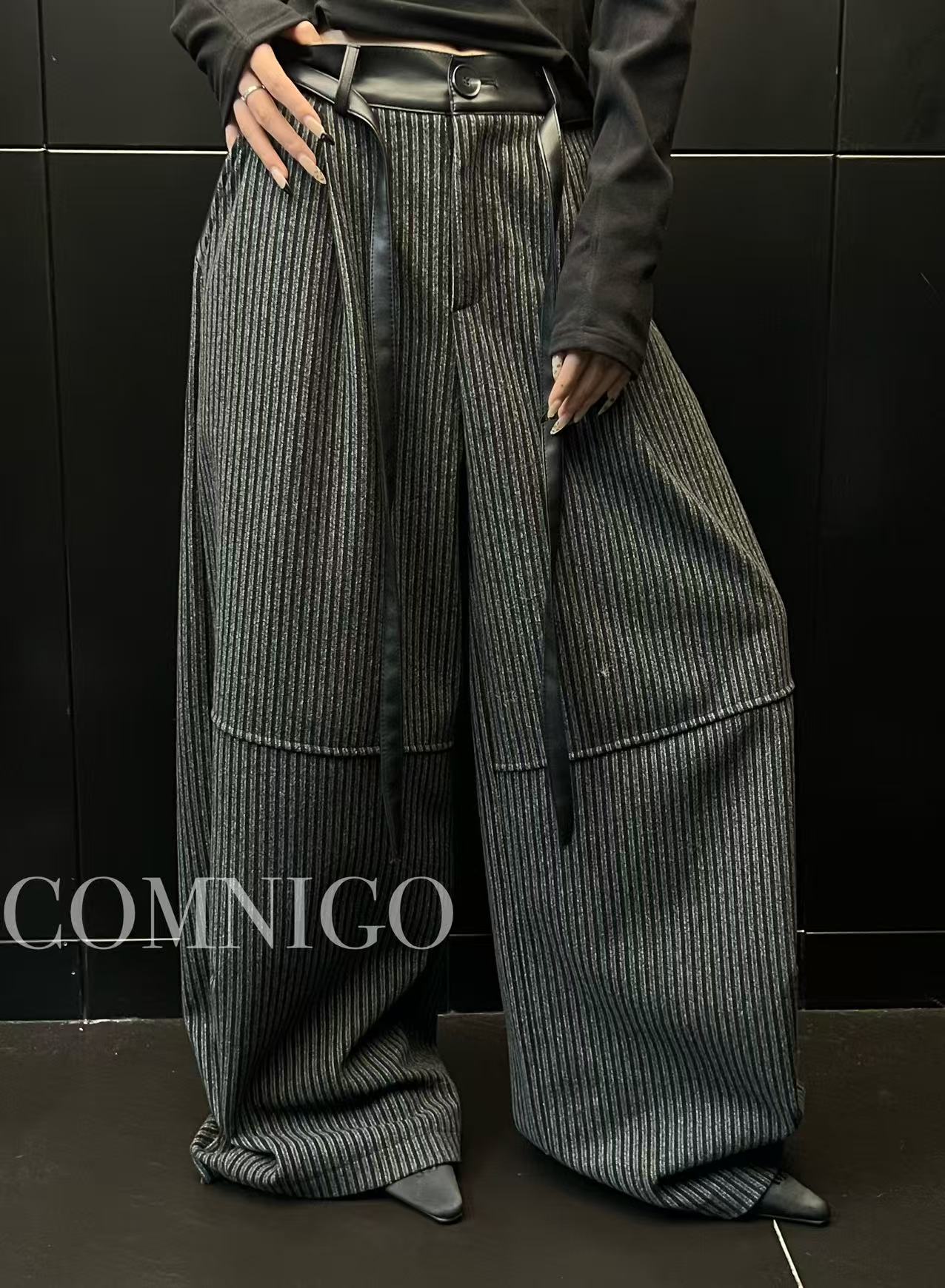 灰黑条纹加厚裤子