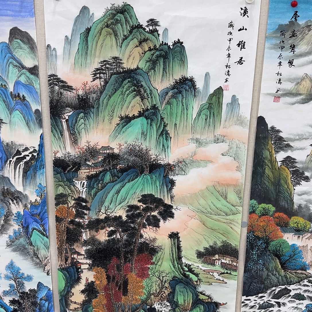 国画尺寸70X138手绘作品