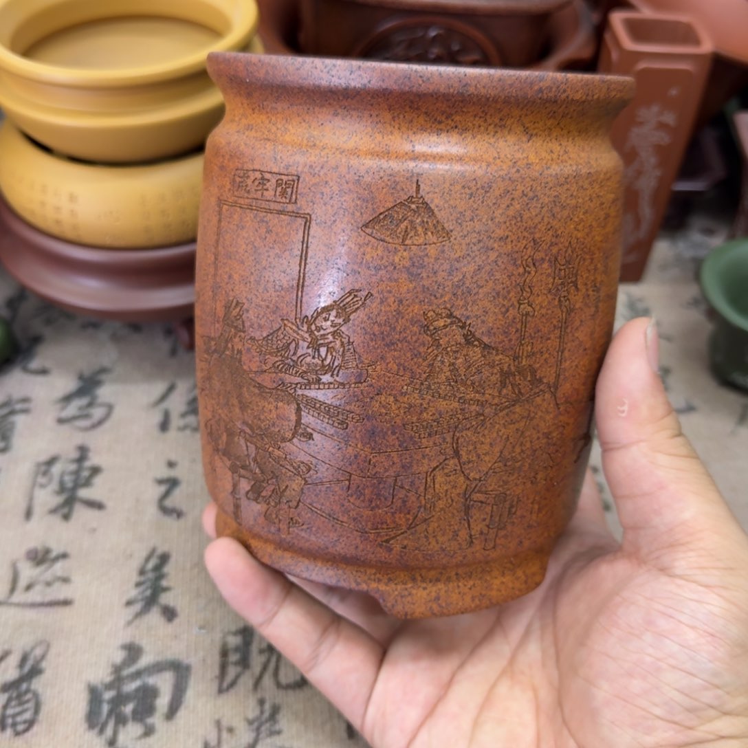 紫砂花盆9.5x12.5内经紫砂花盆