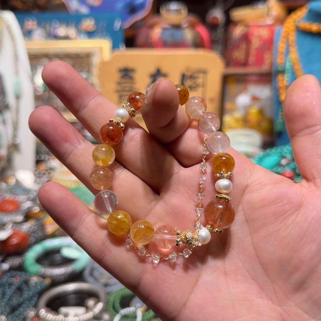 水晶手串未镶嵌主播设计款天然水晶多宝