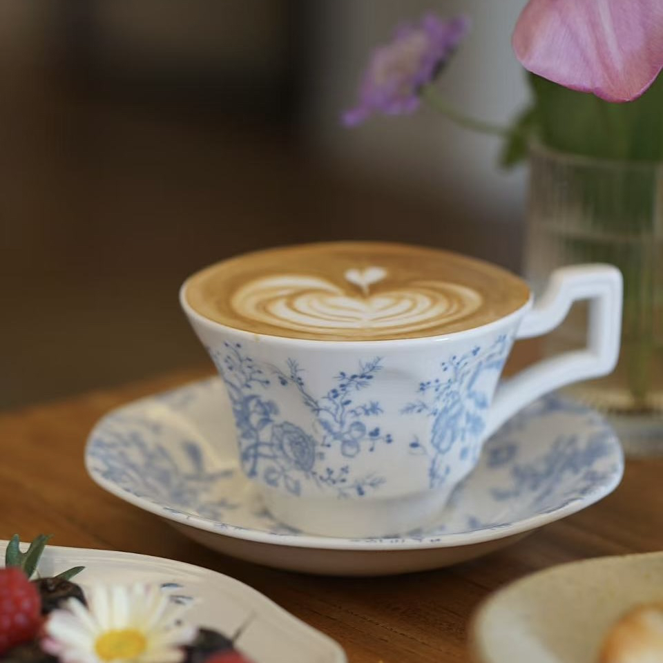 200ml小众复古咖啡杯碟中古风下午茶杯子