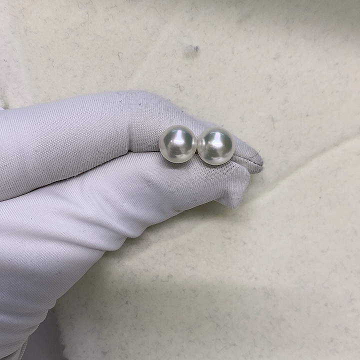 耳钉8-8.518K金镶嵌海水珍珠