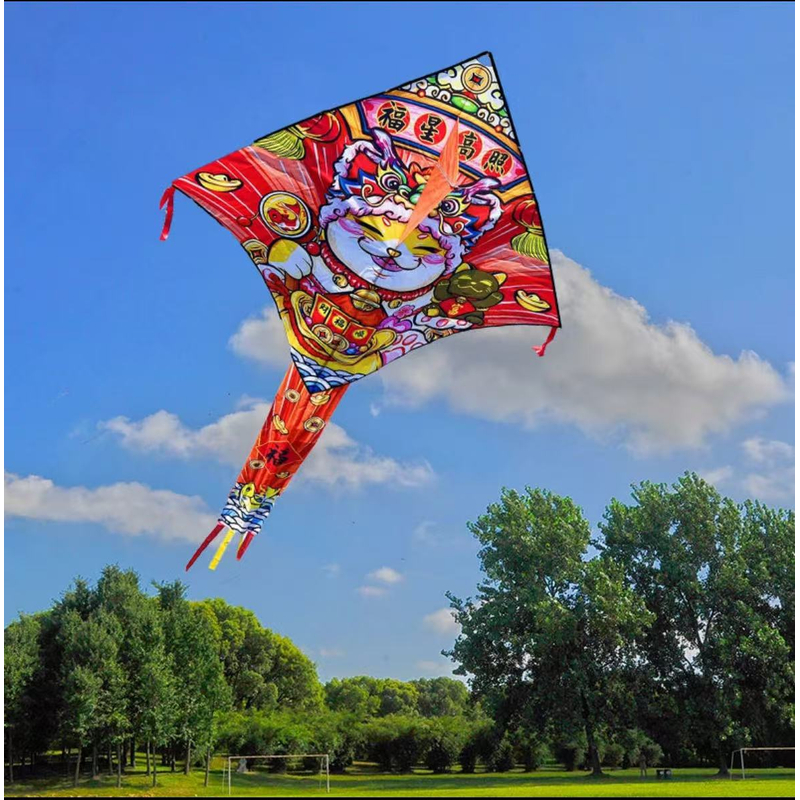 【一夜暴富】 新款招财猫风筝 儿童卡通成人初学者微风好飞易飞