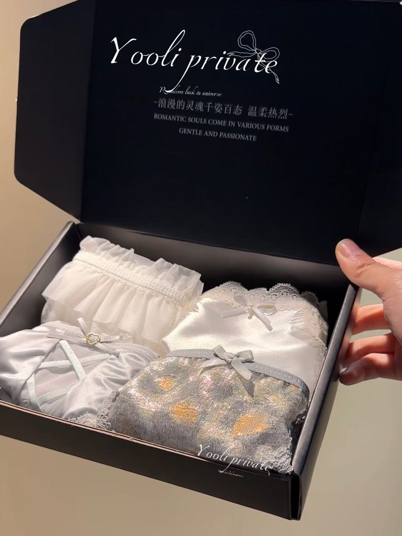 “浮光落日”纯欲灰色系蕾丝性感女士内裤