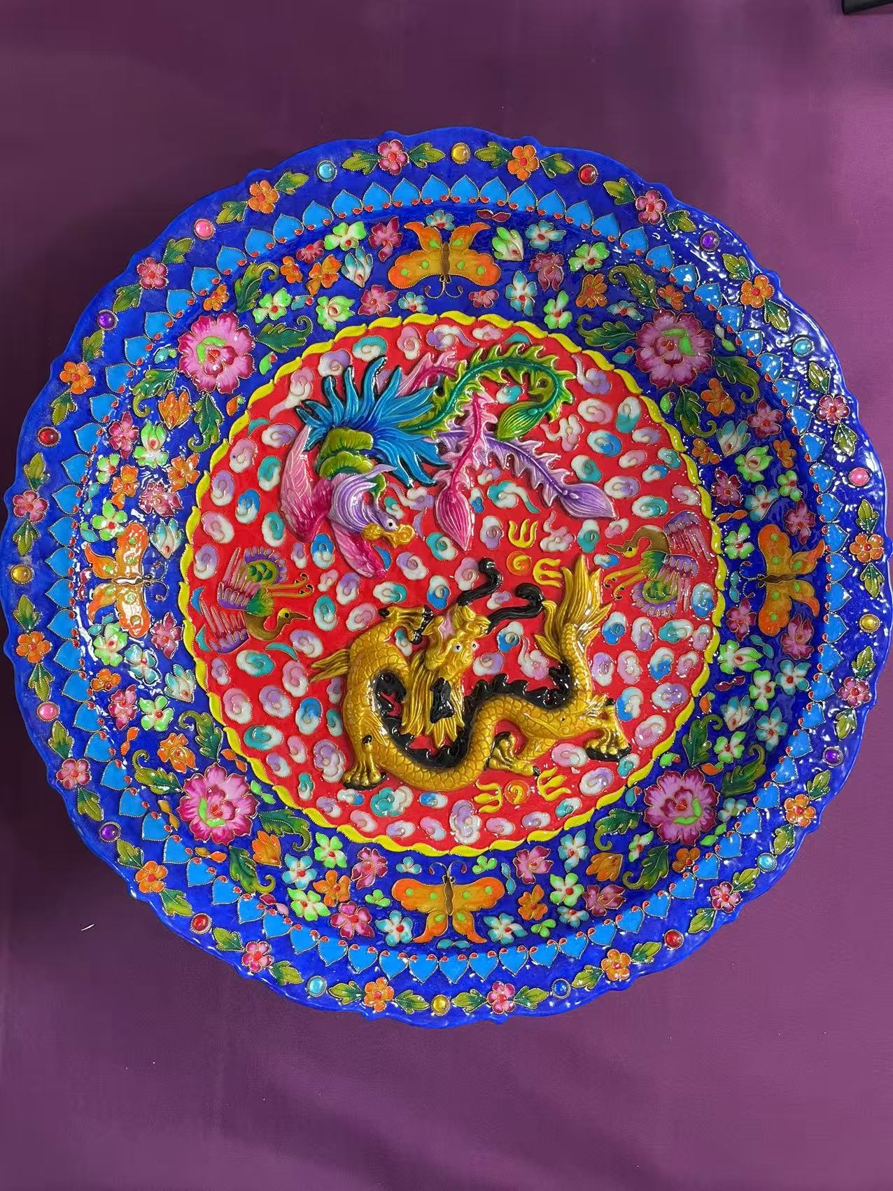C012景泰蓝瓷胎大号观赏盘（口径45cm ±1）